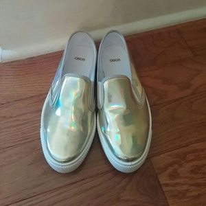 ❌SOLD ON VINTED❌ Gold Holographic Slip On Sneakers