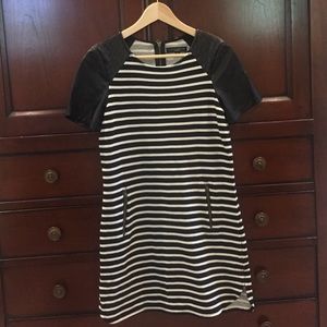 XS Sanctuary dress with real leather sleeves