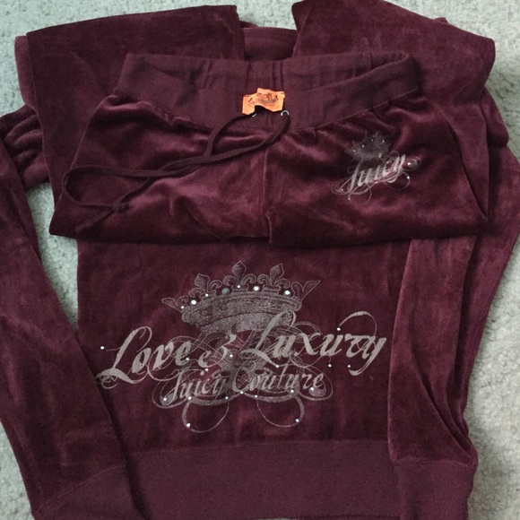 Juicy Couture Velour hoodie and pants set Burgundy