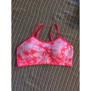 Coral tie dye sports bra