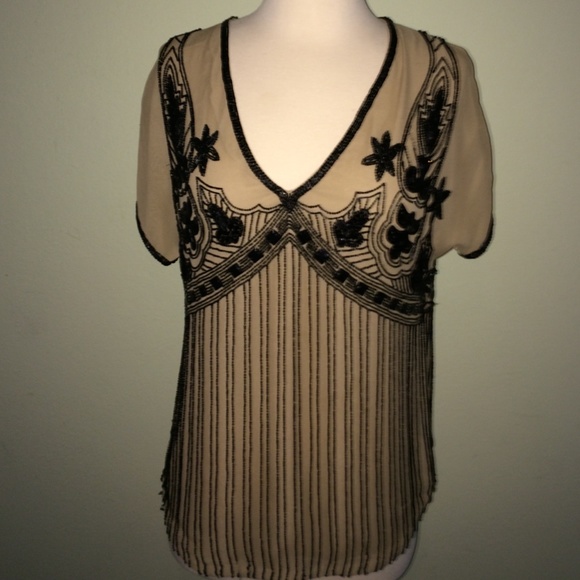 Beaded vintage short sleeve top