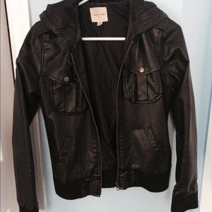 Silence & Noise leather jacket with hood