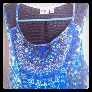 Blue/Yellow Top with gems