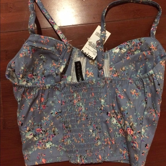 [🚫Traded] Chambray floral bustier - Picture 2 of 3