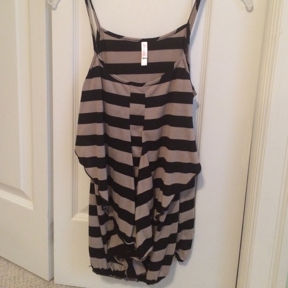 Gray and black tank top with draping