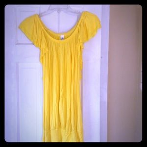 Off the shoulder yellow top