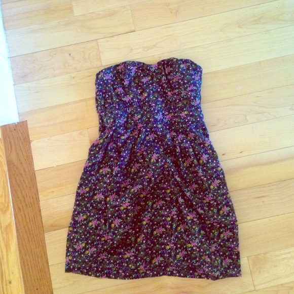 Forever 21 floral strapless dress size small