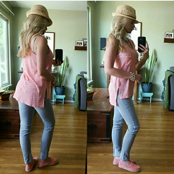 RESERVED Ultra Soft Coral Waffle Tank - Picture 2 of 3