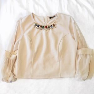jeweled long sleeve crop top