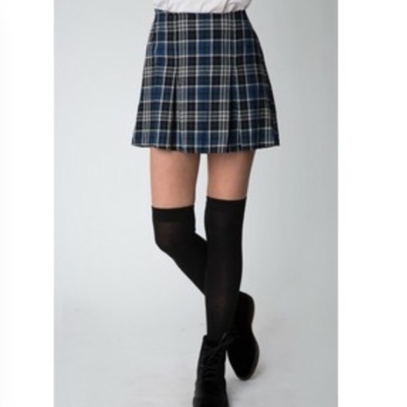 Blue plaid skirt