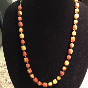 Yellow and brown beaded necklace