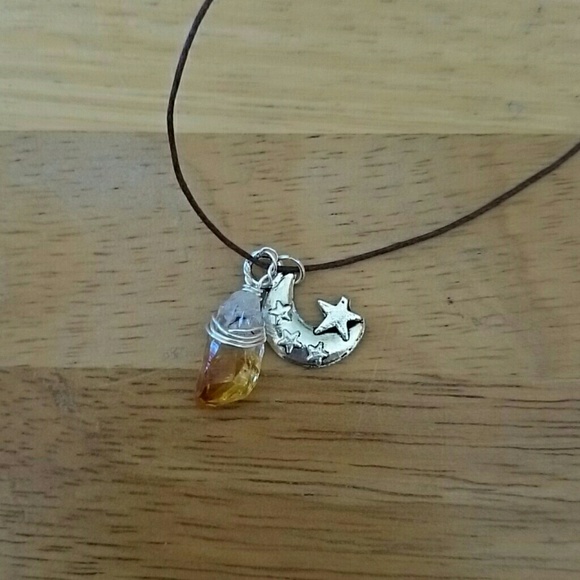 Stone and moon necklace