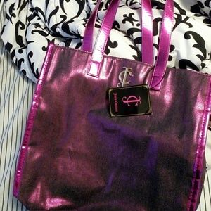 pink metallic juicy couture tote bag