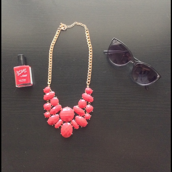 Bright red statement necklace