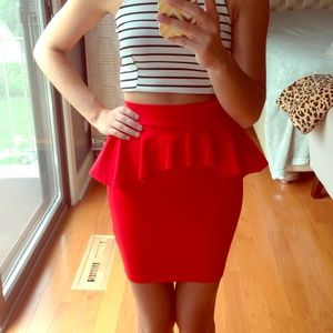 Red peplum skirt