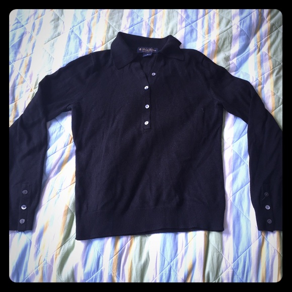 Brooks brothers silk & cashmere black polo sweater