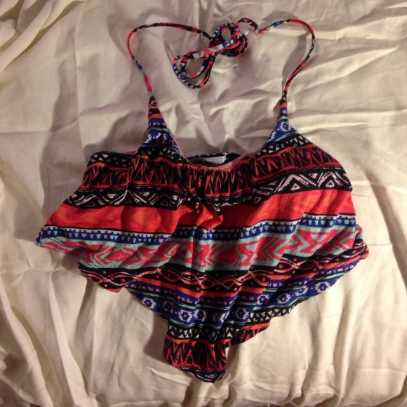 Aztec pattern halter crop top