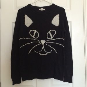 Black cat face sweater