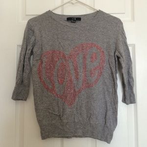Grey bedazzled love sweater