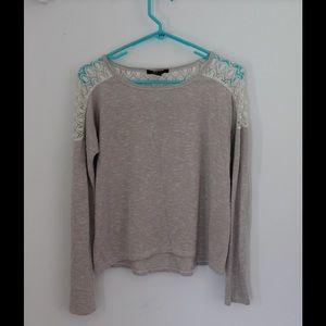 Sweater with lace shoulder