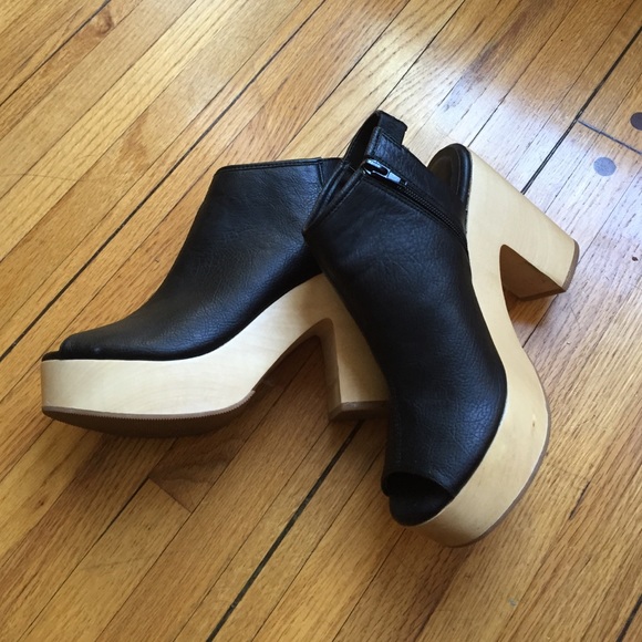 Nasty Gal Shoes - Faux leather black clog heels