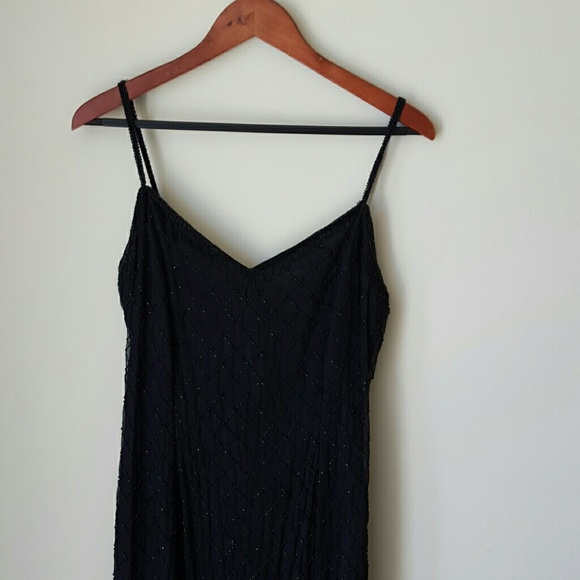 Beautiful Flowy Beaded Black Maxi Formal Dress - Picture 1 of 4