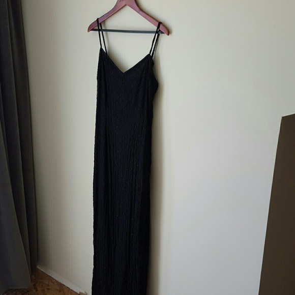 Beautiful Flowy Beaded Black Maxi Formal Dress - Picture 2 of 4