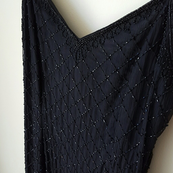 Beautiful Flowy Beaded Black Maxi Formal Dress - Picture 3 of 4