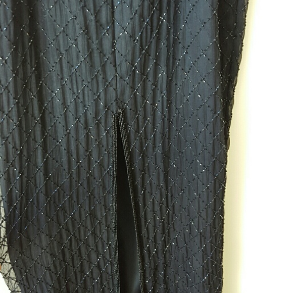 Beautiful Flowy Beaded Black Maxi Formal Dress - Picture 4 of 4