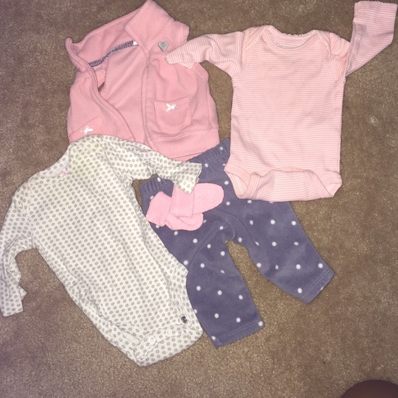 Carter NB/0-3 pink white grey baby girl clothes