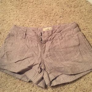 Tan and White Striped Shorts