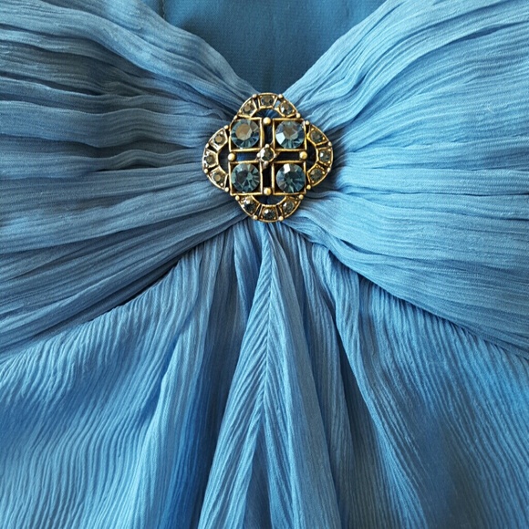 LAUNDRY by Shelli Segal Blue Jeweled Coctail Dress - Picture 2 of 4