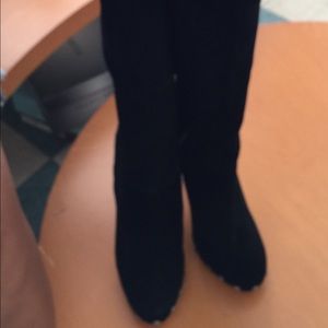 Black suede thigh high boots