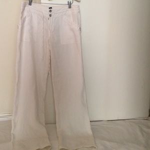White Linen Palazzo Pants