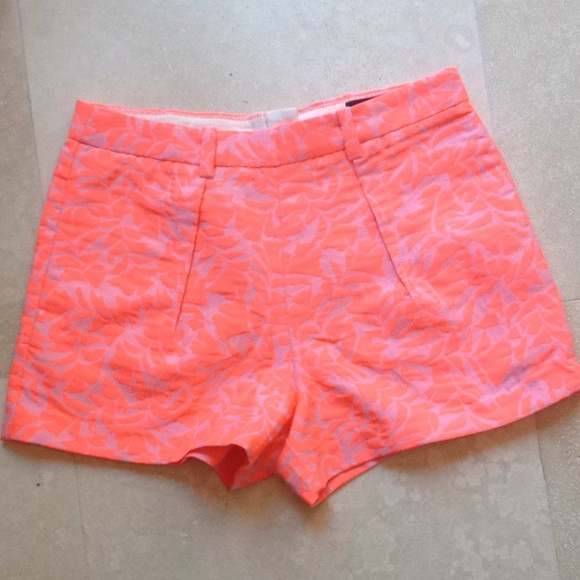 J.Crew NWT Neon Orange Jacquard Shorts sz 0 SALE! - Picture 2 of 4