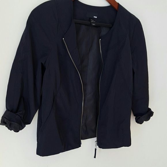 H&M Navy Blue Bomber Jacket - Picture 3 of 4