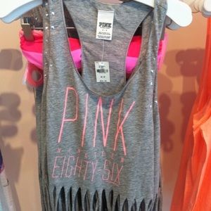 PINK tank with fringe