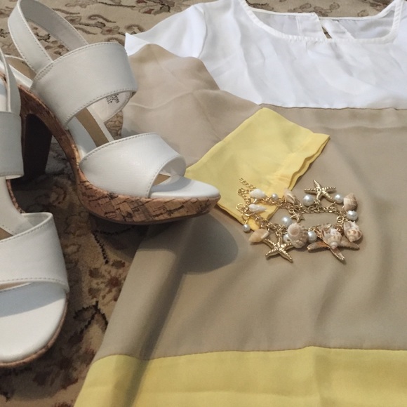 Summer Chiffon Color Block Dress Size m/l 🐠🐚🐠🐚 - Picture 3 of 4