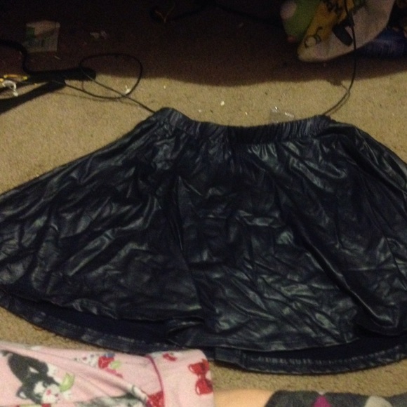 Dark blue leather skirt