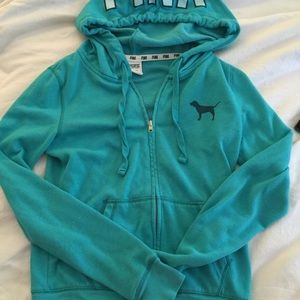 vs Pink teal colored zip up