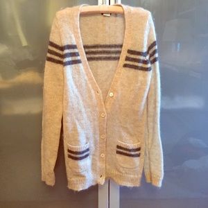 Mohair Retro-Stripe Cardigan
