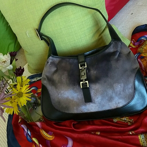 Auth GUCCI velvet Jackie O shoulder bag hobo