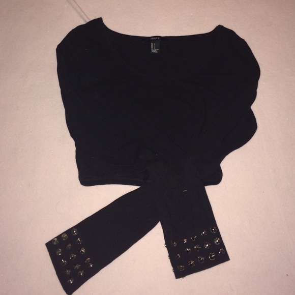 Black studded crop top