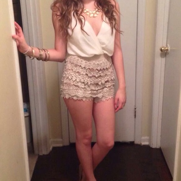 White and beige romper