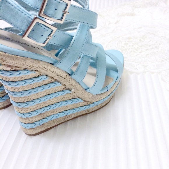 Kiss & Tell Shoes - Candy Blue Wedges