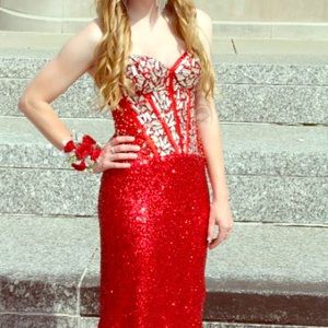 Red sequin formal dress