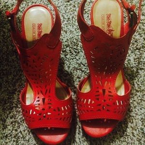Cute and comfy red wedges!
