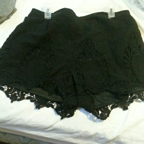 Black lace shorts