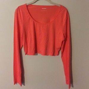 Long sleeve cropped coral top