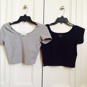 Black Wetseal and Grey Forever 21 crop top